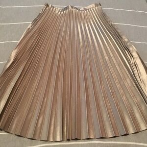 BANANA REPUBLIC SATIN SHEEN PLEATED MIDI SKIRT ROSE PINK SZ 4